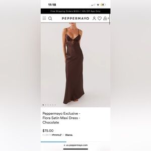 Pepper Mayo Flora Satin maxi dress NWT